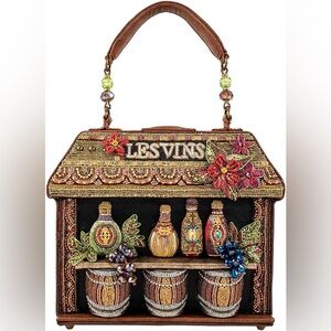 Mary Frances “Open Bar” Wine Barrels Top Handle Bag